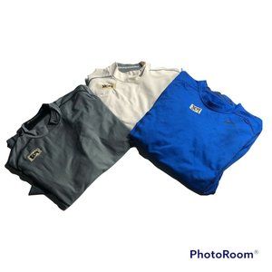 Nike Mens Pro Combat Hyperwarm Long Sleeve Set of 3 Shirts Grey White Blue Sz M